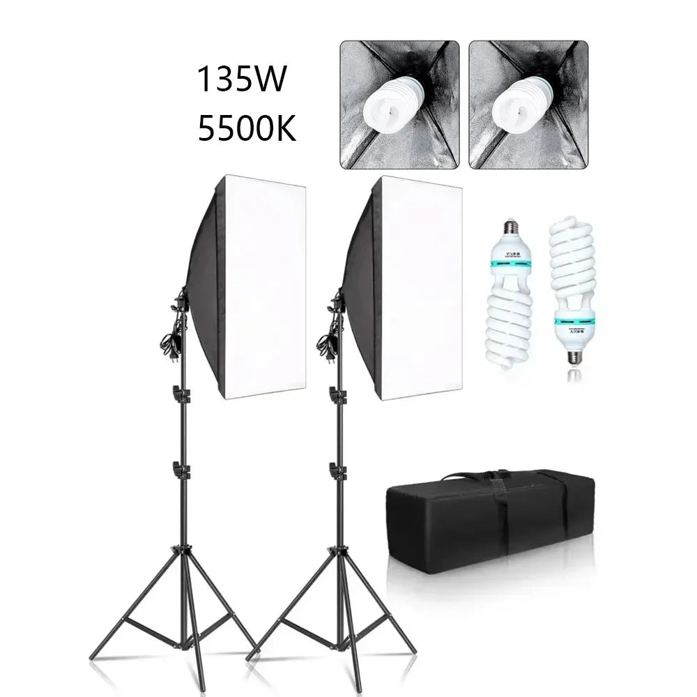 SH Softbox Photography Lighting Kit With Adjustable LED Studio Stand