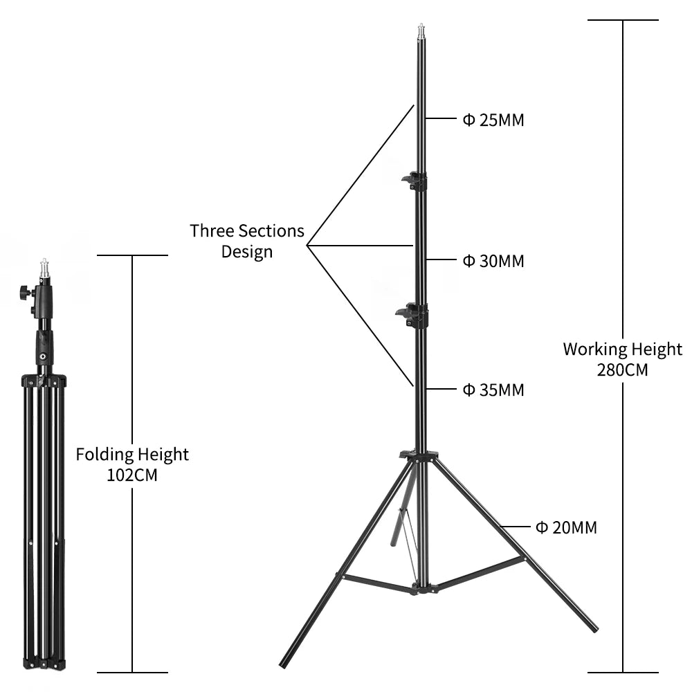SH Stainless Steel Foldable Photography Lighting Stand Tripod