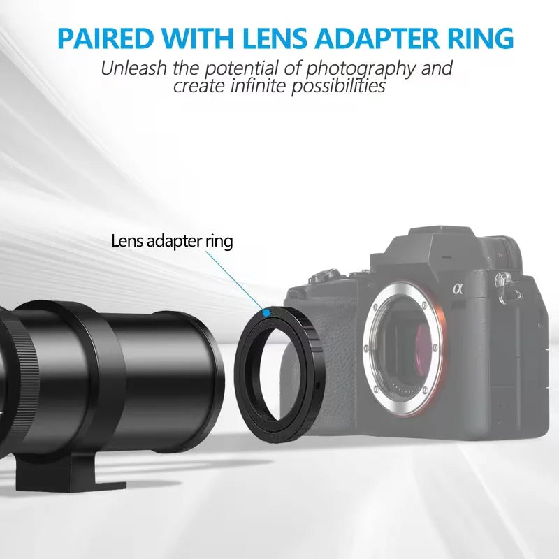 Manual Telephoto Zoom T Mount Lens For DSLR Mirrorless Cameras