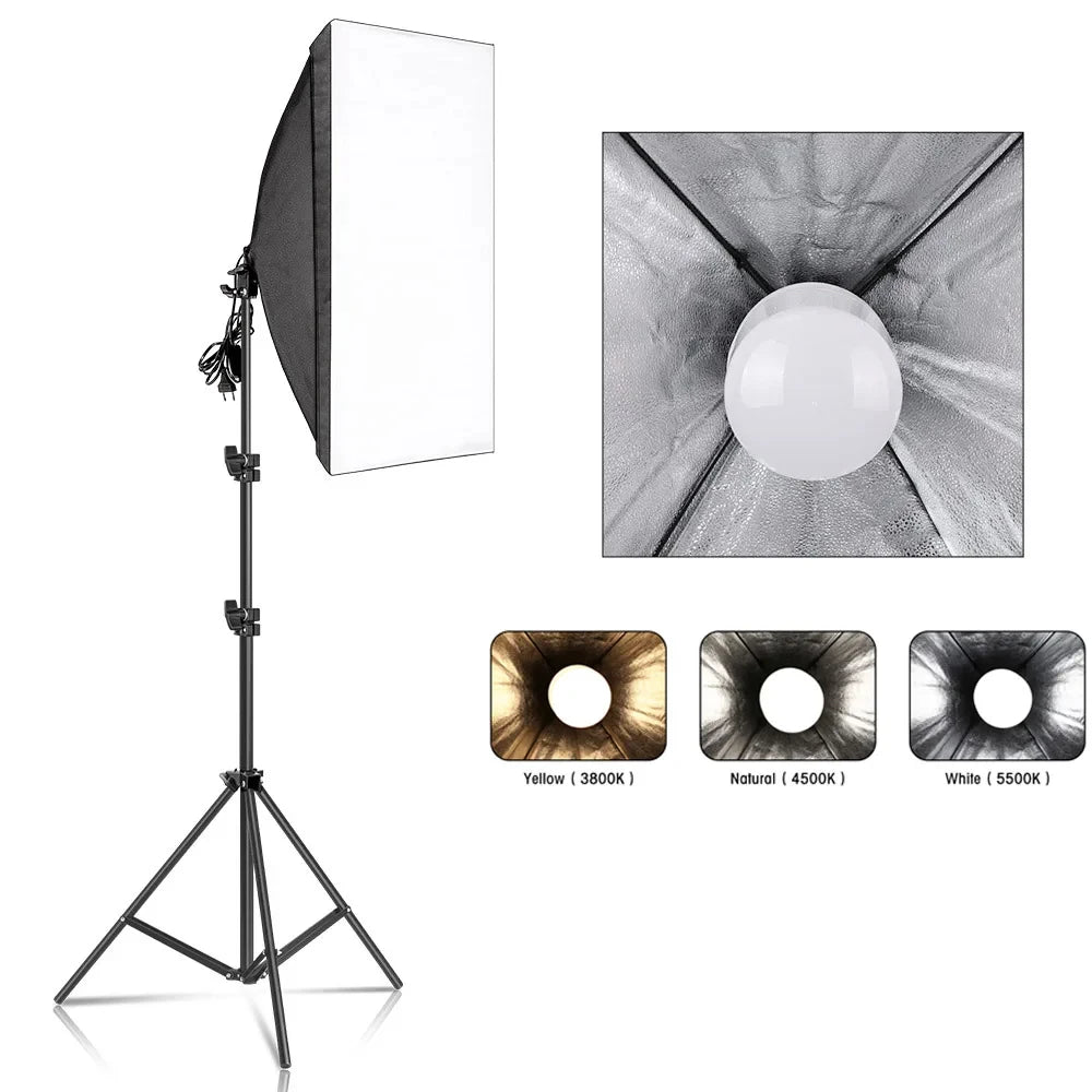 SH Softbox Photography Lighting Kit With Adjustable LED Studio Stand