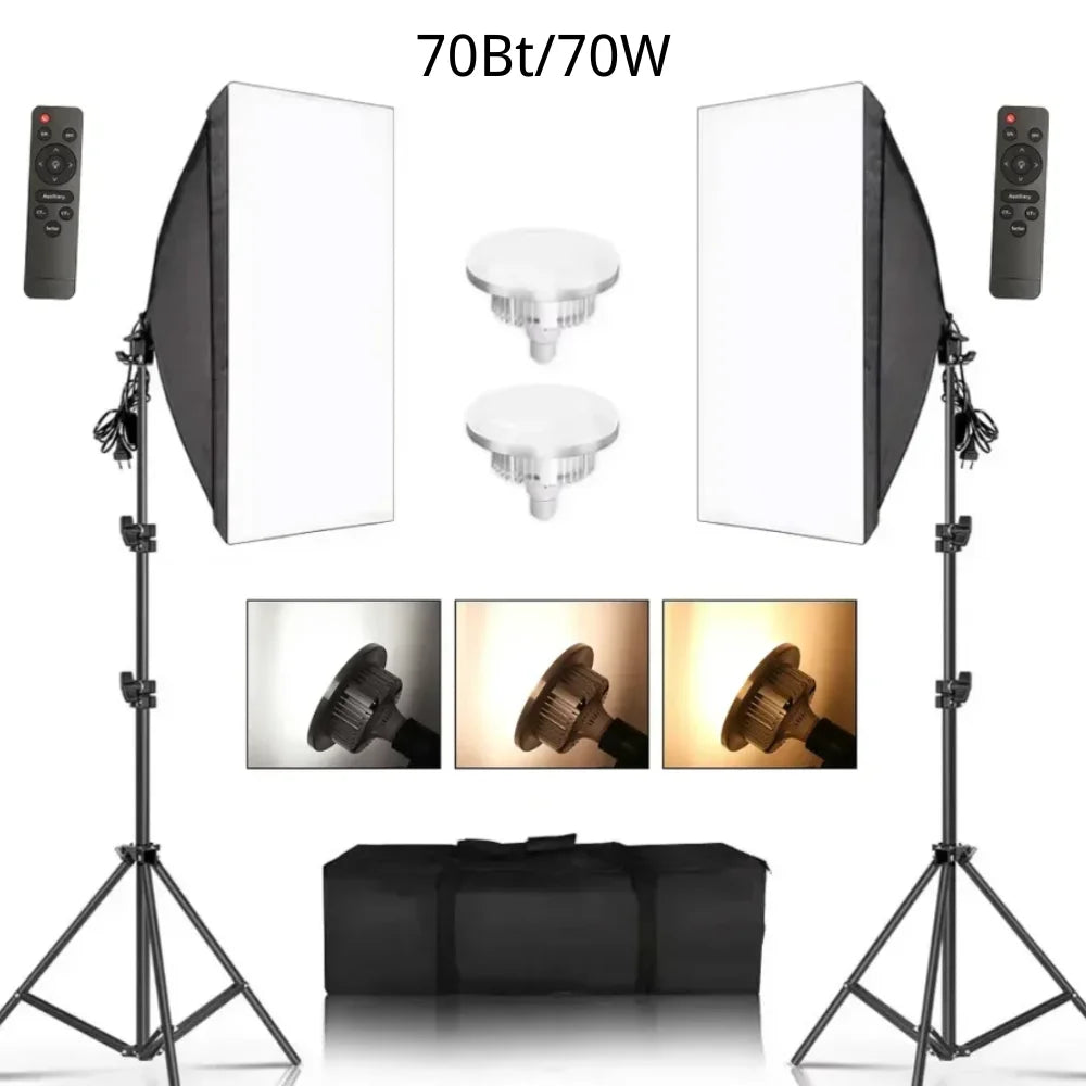 SH Softbox Photography Lighting Kit With Adjustable LED Studio Stand