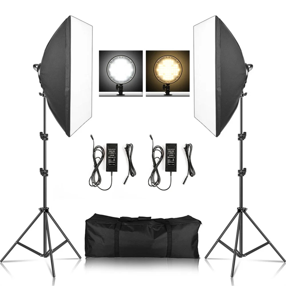 SH Softbox Photography Lighting Kit With Adjustable LED Studio Stand