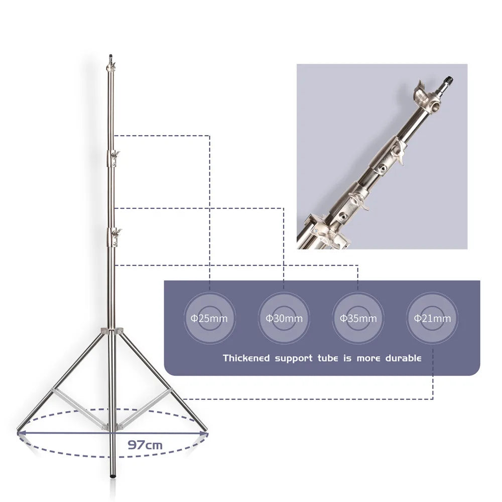 SH Stainless Steel Foldable Photography Lighting Stand Tripod