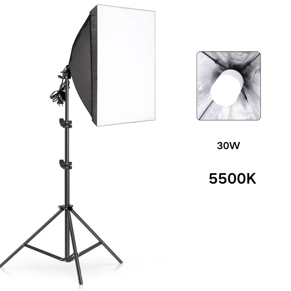 SH Softbox Photography Lighting Kit With Adjustable LED Studio Stand