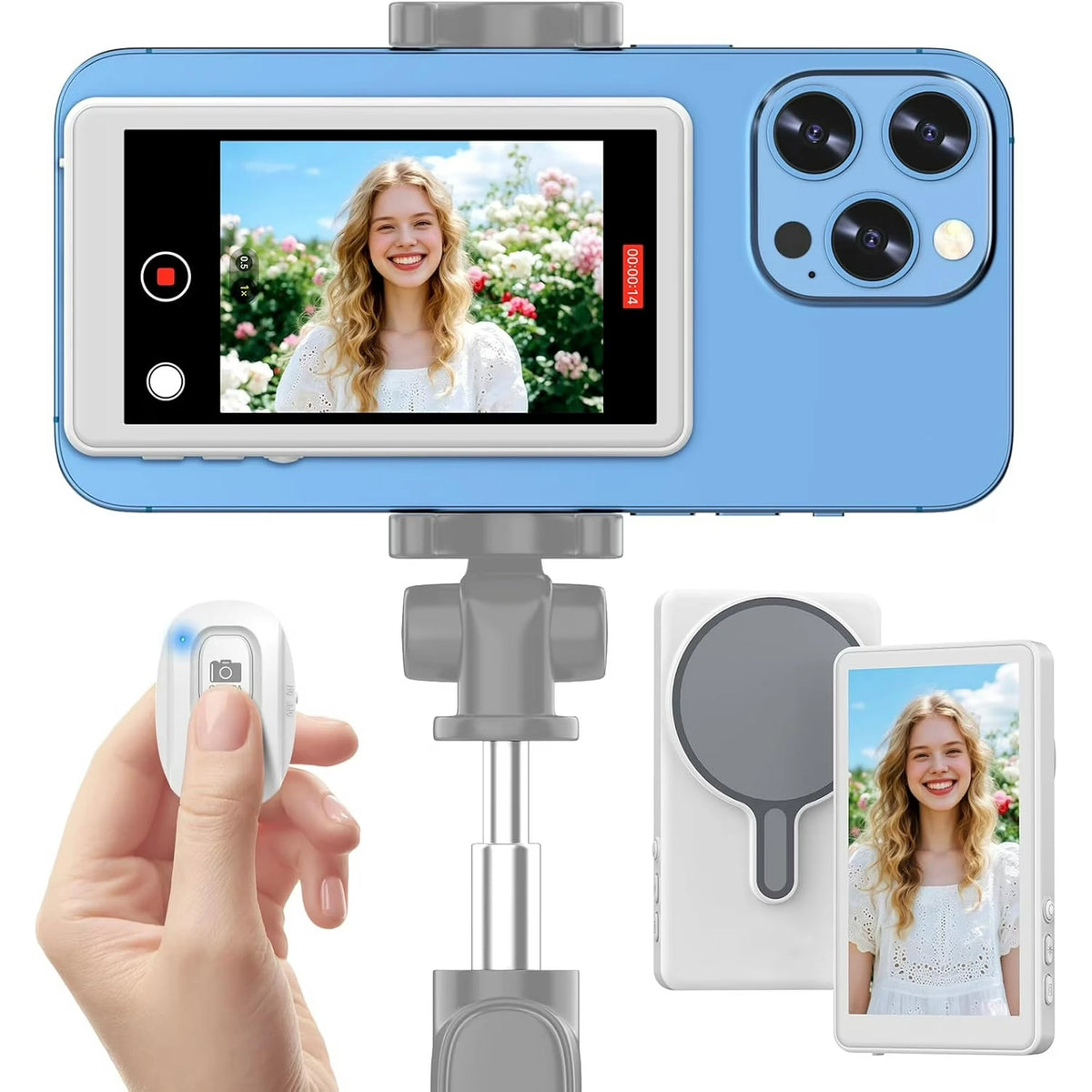 Wireless Smartphone Selfie Monitor For Rear Camera Vlogging