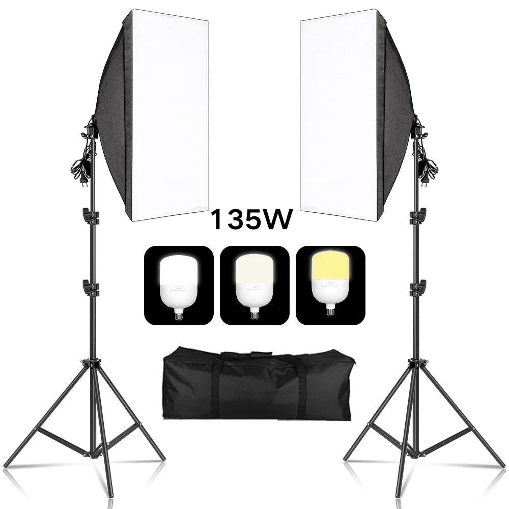 SH Softbox Photography Lighting Kit With Adjustable LED Studio Stand