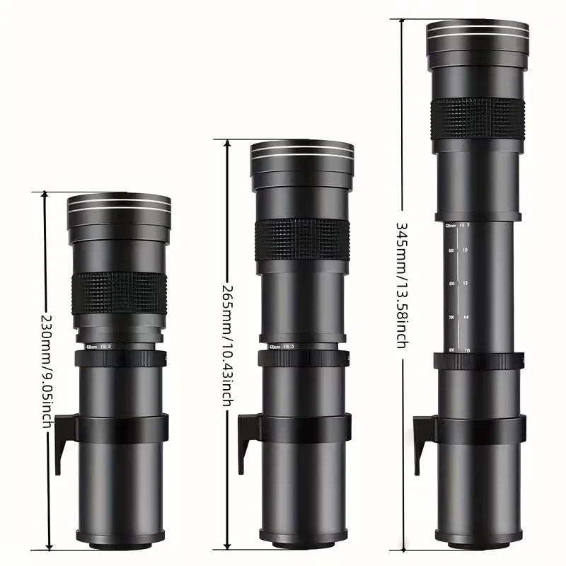 Manual Telephoto Zoom T Mount Lens For DSLR Mirrorless Cameras