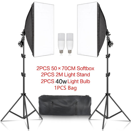SH Softbox Photography Lighting Kit With Adjustable LED Studio Stand