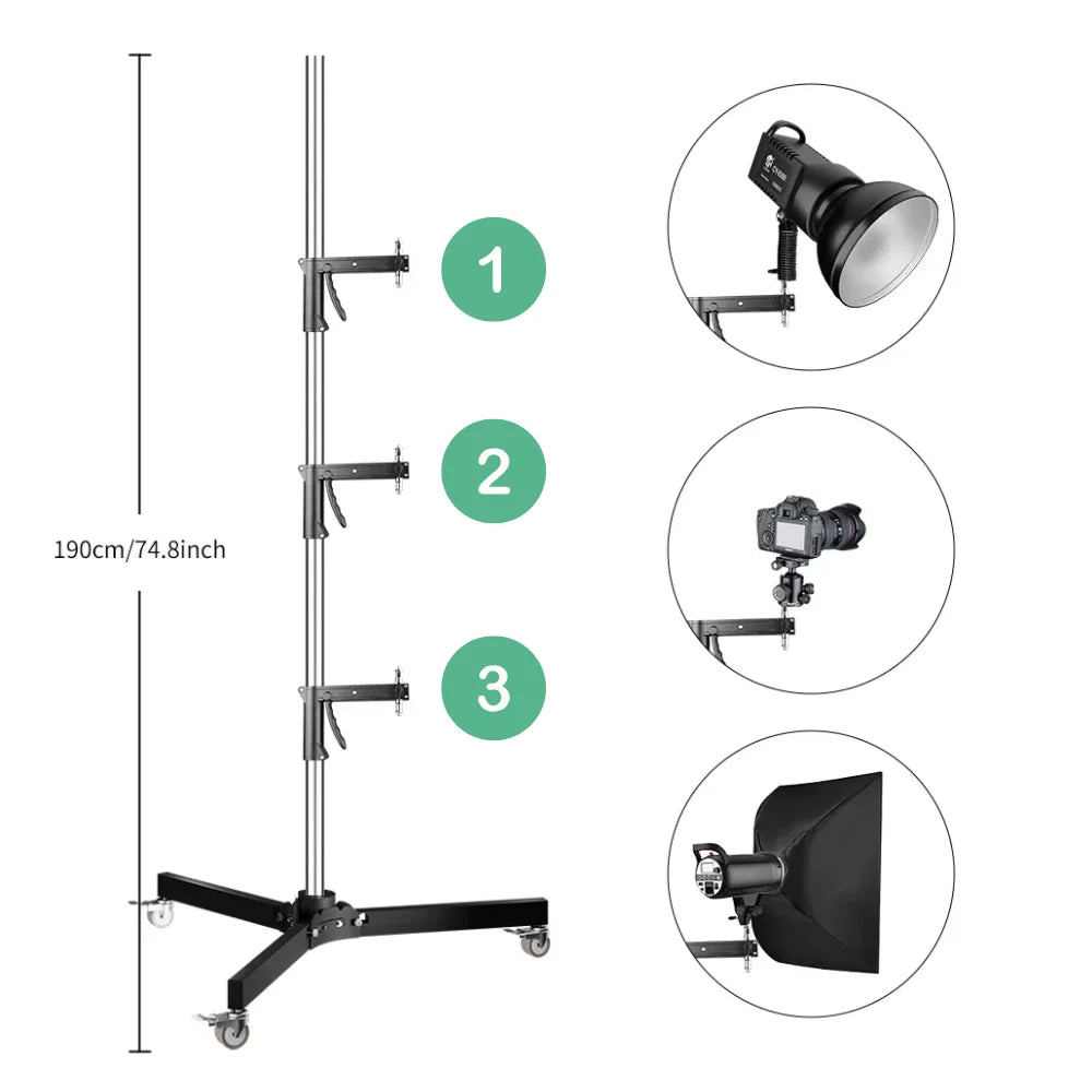 SH Stainless Steel Foldable Photography Lighting Stand Tripod