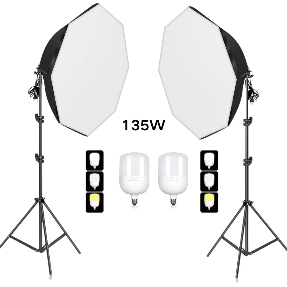 SH Softbox Photography Lighting Kit With Adjustable LED Studio Stand